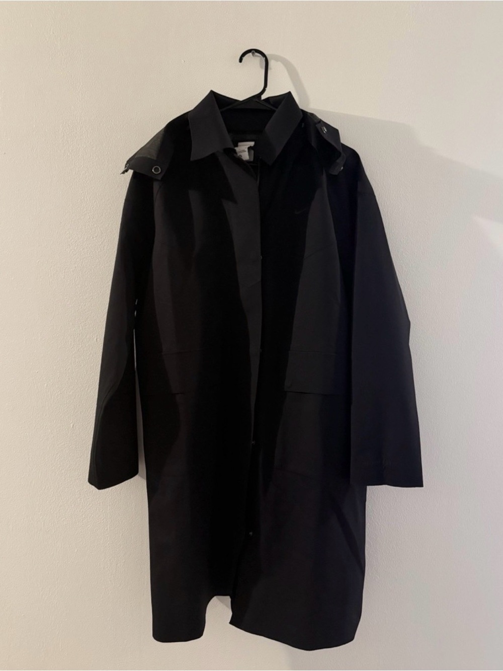 Nike Black Trench Coat with Collared Neck
